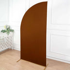 7ft Cinnamon Brown Spandex Half Moon Chiara Backdrop Stand Cover, Custom Fitted Wedding Arch Cover - Bell Racket Store