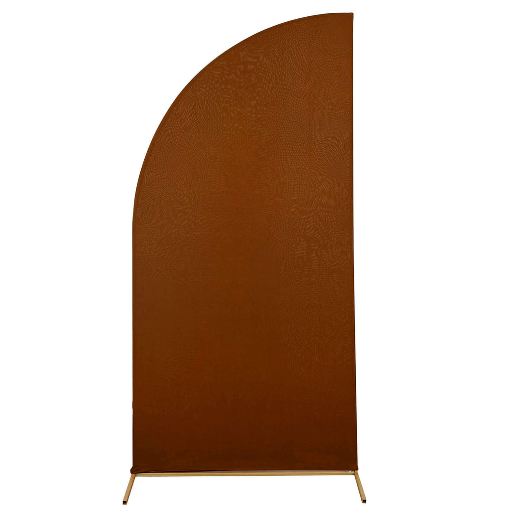 7ft Cinnamon Brown Spandex Half Moon Chiara Backdrop Stand Cover, Custom Fitted Wedding Arch Cover - Bell Racket Store