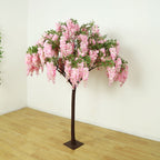 7ft Freestanding Blush Wisteria Artificial Tree â€“ Cascading Silk Flower Display for Weddings & Events - Bell Racket Store