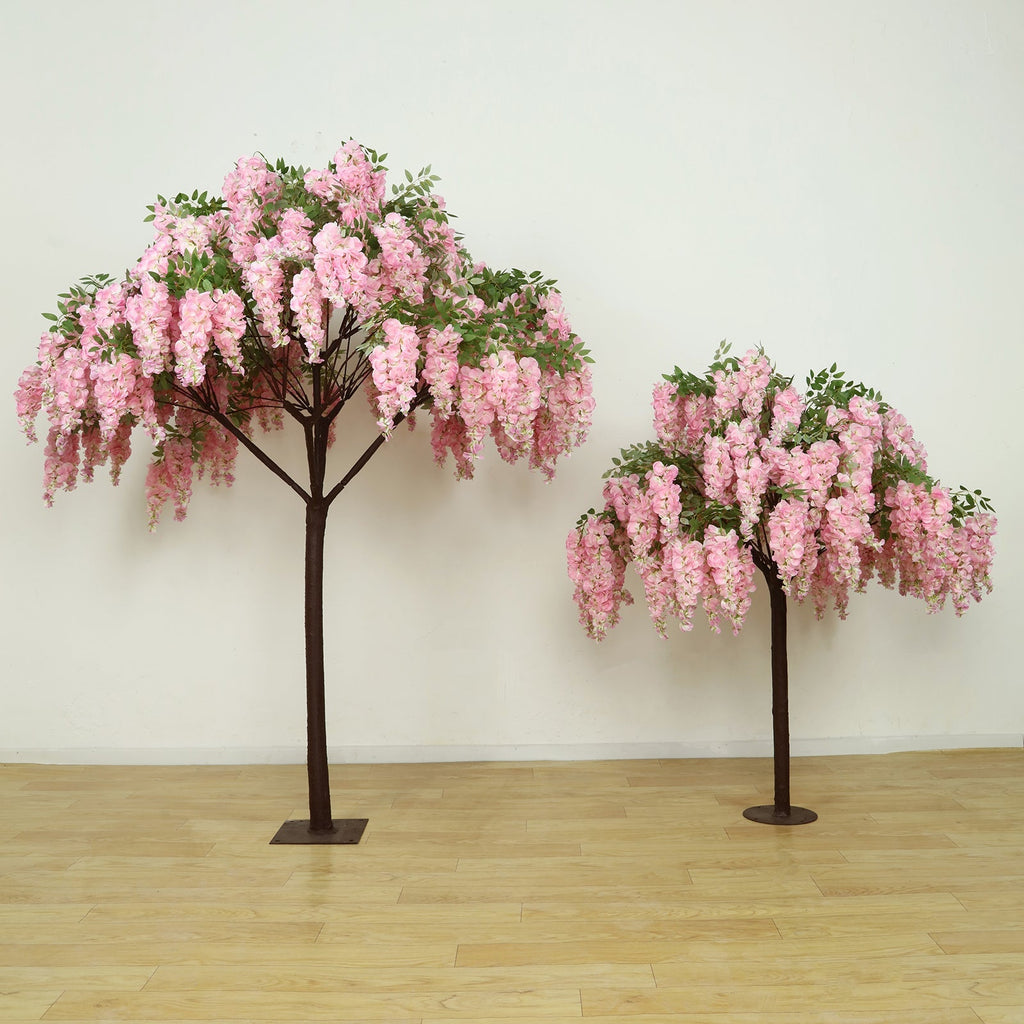 7ft Freestanding Blush Wisteria Artificial Tree â€“ Cascading Silk Flower Display for Weddings & Events - Bell Racket Store