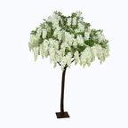 7ft Freestanding White Wisteria Artificial Tree â€“ Cascading Silk Flower Display for Weddings & Events - Bell Racket Store