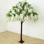 7ft Freestanding White Wisteria Artificial Tree â€“ Cascading Silk Flower Display for Weddings & Events - Bell Racket Store