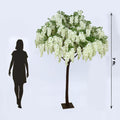 7ft Freestanding White Wisteria Artificial Tree â€“ Cascading Silk Flower Display for Weddings & Events - Bell Racket Store
