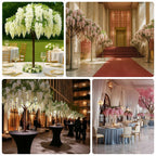 7ft Freestanding White Wisteria Artificial Tree â€“ Cascading Silk Flower Display for Weddings & Events - Bell Racket Store