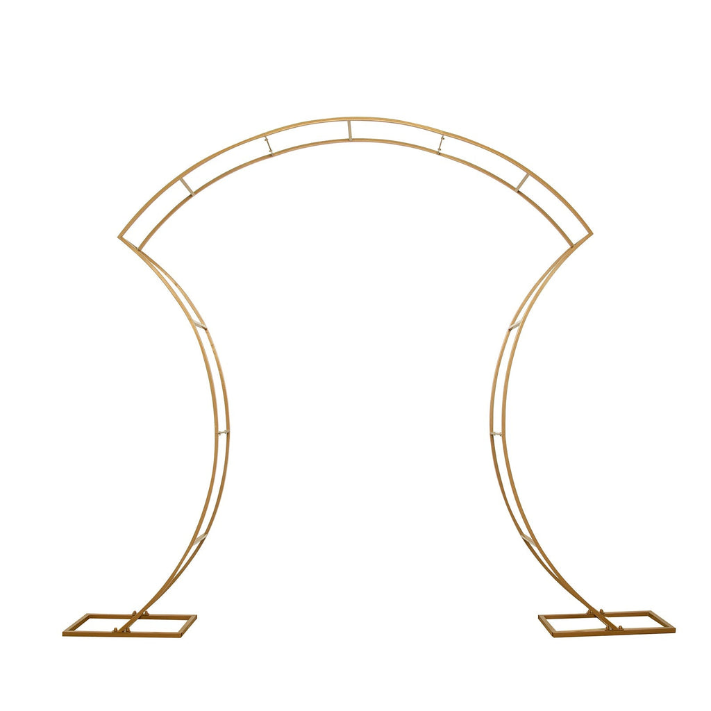 7ft Gold Double - Curved Metal Arch Frame â€“ Backdrop, Balloon & Flower Arrangement Display Stand - Bell Racket Store