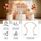7ft Gold Double - Curved Metal Arch Frame â€“ Backdrop, Balloon & Flower Arrangement Display Stand - Bell Racket Store