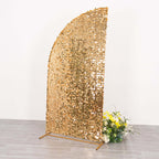 7ft Gold Double Sided Big Payette Sequin Chiara Wedding Arch Cover For Half Moon Backdrop Stand - Bell Racket Store