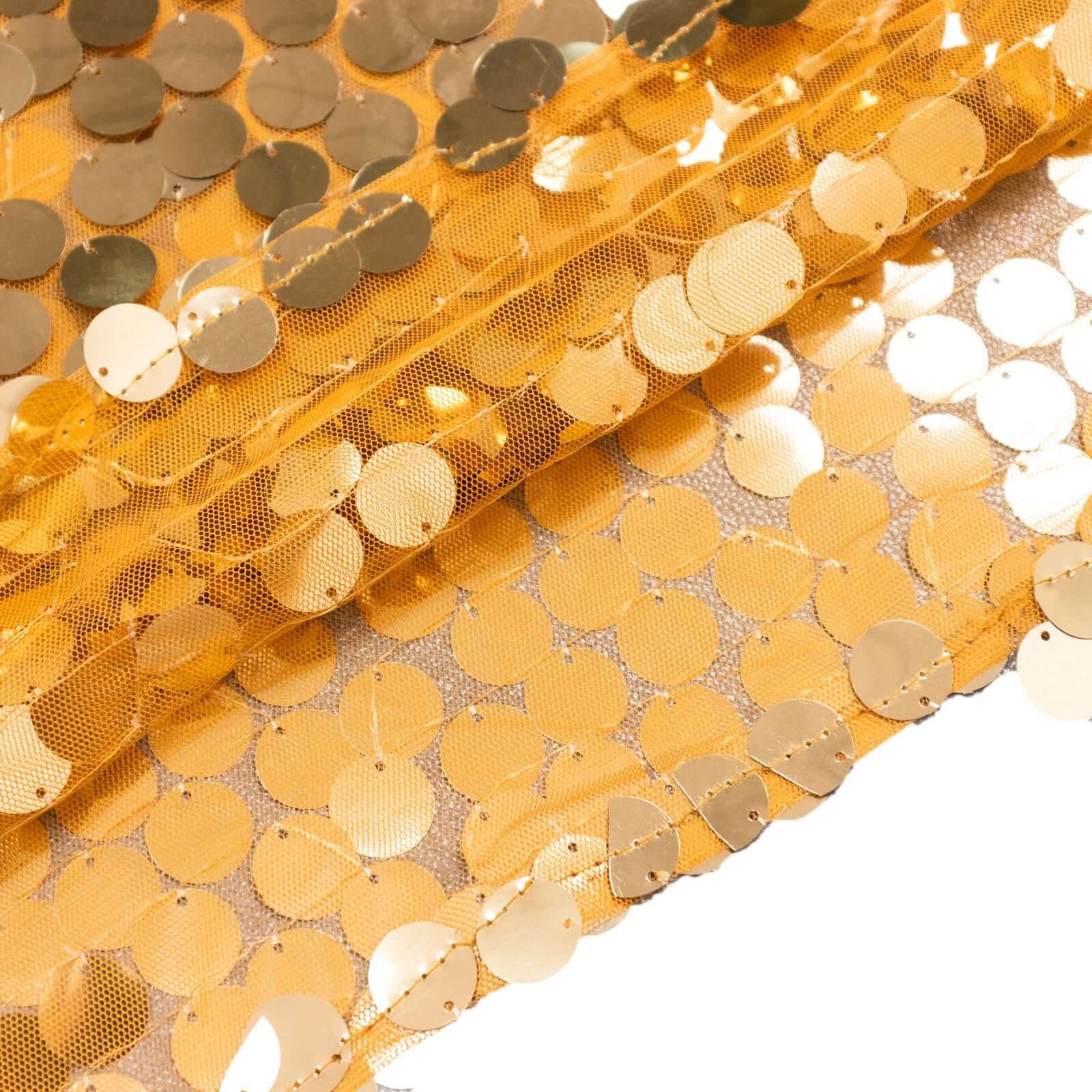 7ft Gold Double Sided Big Payette Sequin Chiara Wedding Arch Cover For Half Moon Backdrop Stand - Bell Racket Store