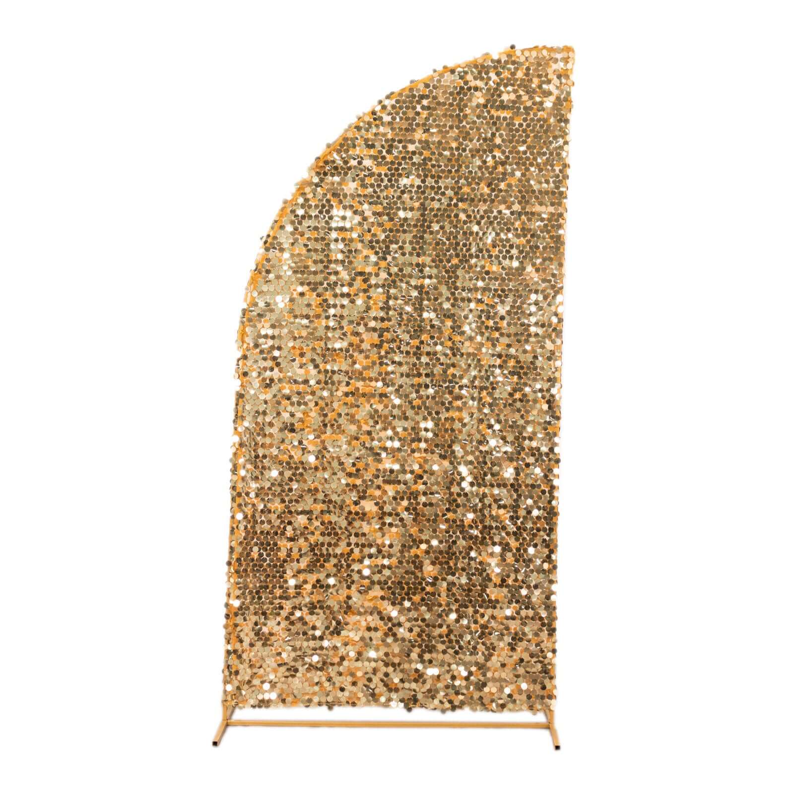 7ft Gold Double Sided Big Payette Sequin Chiara Wedding Arch Cover For Half Moon Backdrop Stand - Bell Racket Store