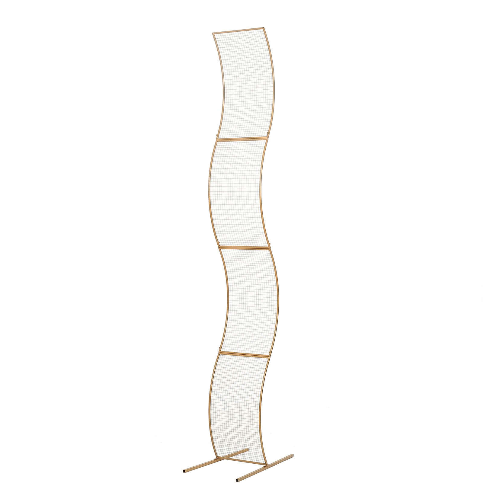 7ft Gold Metal Lattice Grid S - Shaped Wedding Arch Aisle Display Decor, Wavy Flower Frame Backdrop Stand - Bell Racket Store