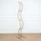 7ft Gold Metal Lattice Grid S - Shaped Wedding Arch Aisle Display Decor, Wavy Flower Frame Backdrop Stand - Bell Racket Store