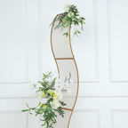 7ft Gold Metal Lattice Grid S - Shaped Wedding Arch Aisle Display Decor, Wavy Flower Frame Backdrop Stand - Bell Racket Store