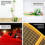 7ft Gold Metal Lattice Grid S - Shaped Wedding Arch Aisle Display Decor, Wavy Flower Frame Backdrop Stand - Bell Racket Store