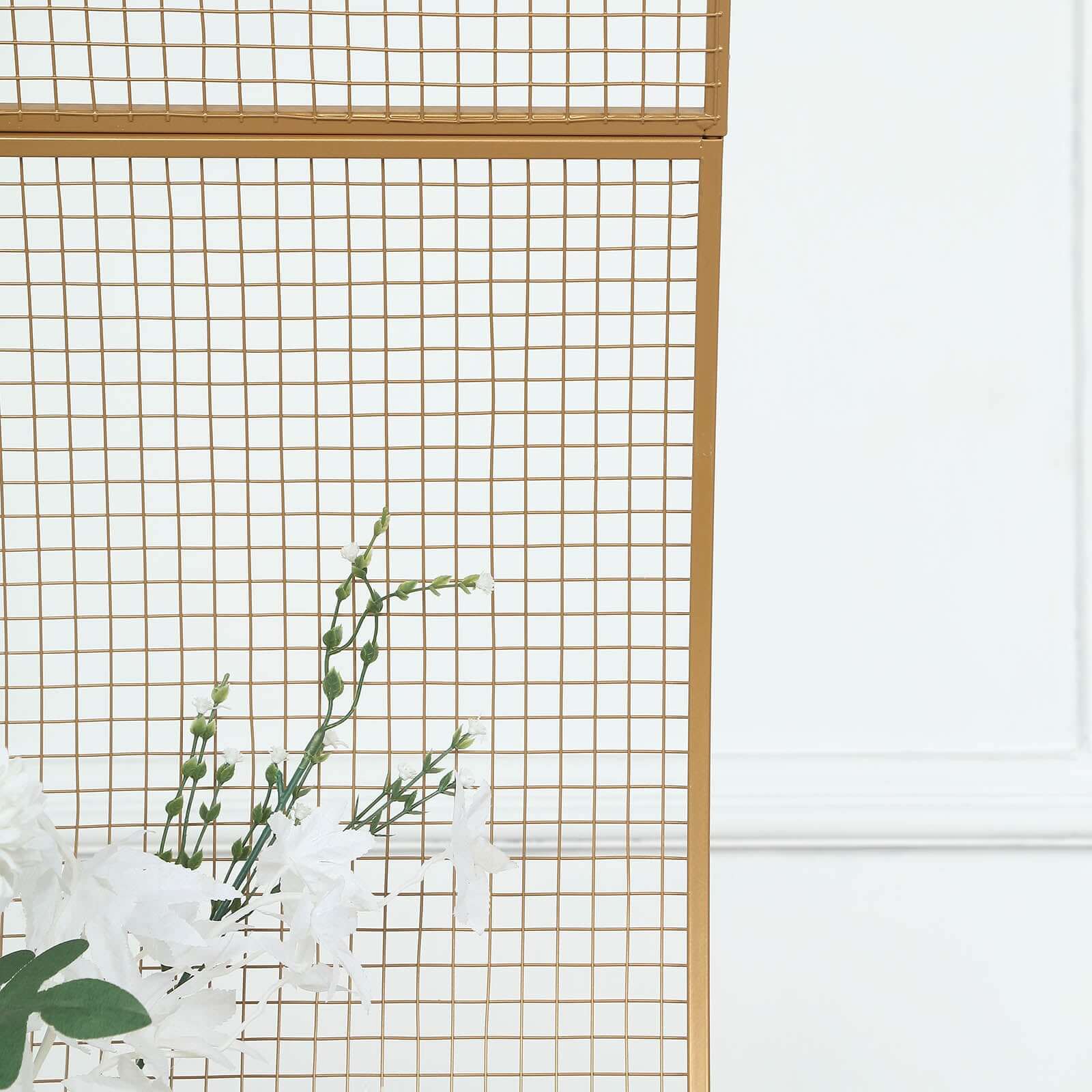 7ft Gold Metal Lattice Grid S - Shaped Wedding Arch Aisle Display Decor, Wavy Flower Frame Backdrop Stand - Bell Racket Store