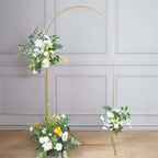 7ft Gold Metal Wedding Arch Chiara Backdrop Stand Floral Display Frame With Round Top - Bell Racket Store