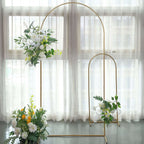 7ft Gold Metal Wedding Arch Chiara Backdrop Stand Floral Display Frame With Round Top - Bell Racket Store