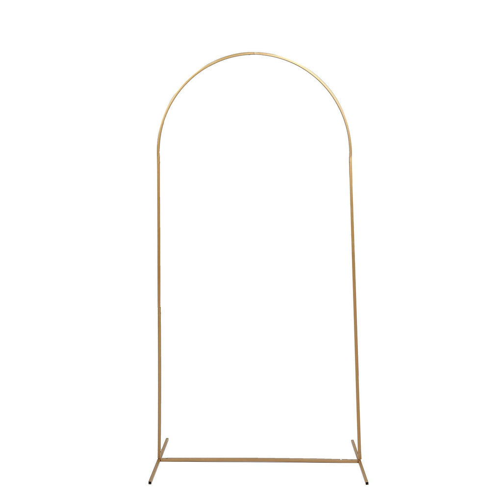 7ft Gold Metal Wedding Arch Chiara Backdrop Stand Floral Display Frame With Round Top - Bell Racket Store