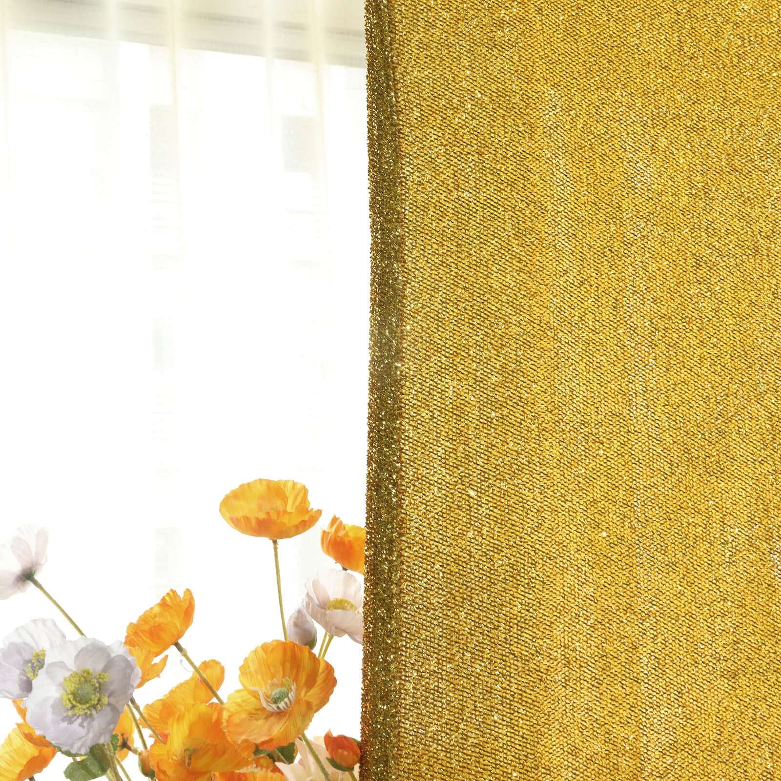 7ft Gold Shimmer Tinsel Spandex Chiara Backdrop Stand Cover For Fitted Round Top Wedding Arch - Bell Racket Store