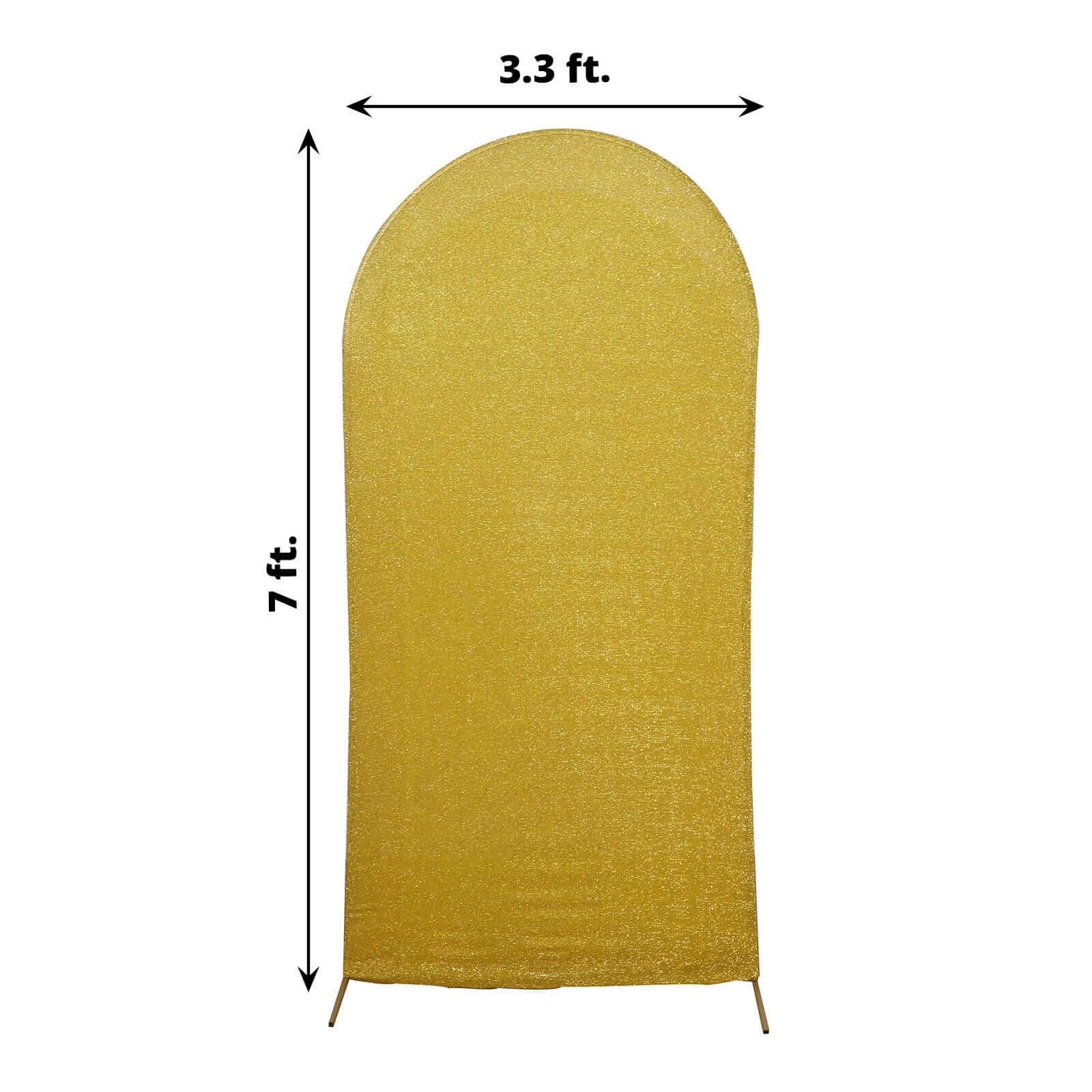 7ft Gold Shimmer Tinsel Spandex Chiara Backdrop Stand Cover For Fitted Round Top Wedding Arch - Bell Racket Store