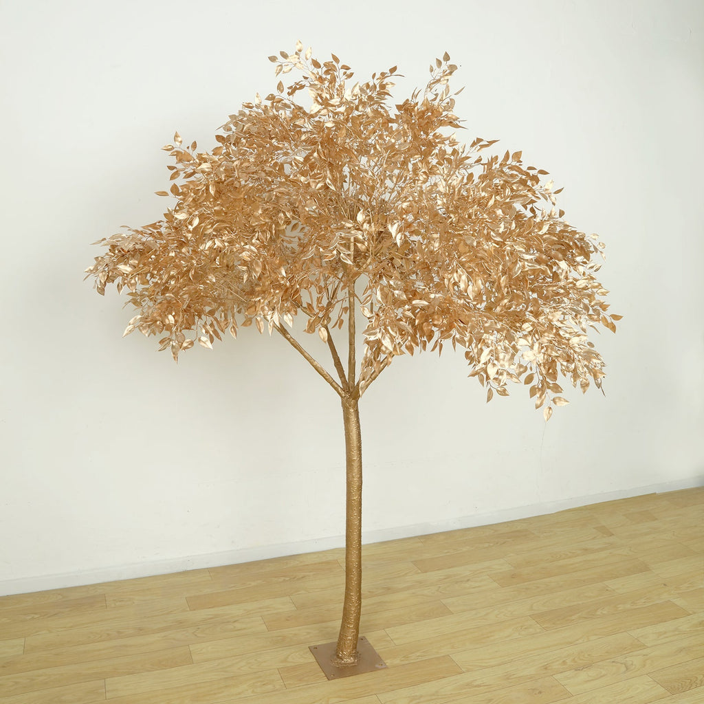 7ft Golden Faux Leaf Trees with Natural - Look Trunks â€“ Floor DÃ©cor for Venues & Events - Bell Racket Store