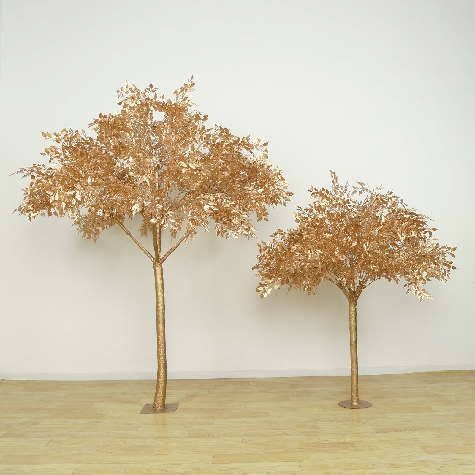 7ft Golden Faux Leaf Trees with Natural - Look Trunks â€“ Floor DÃ©cor for Venues & Events - Bell Racket Store