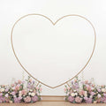 7ft Heavy Duty Gold Metal Heart Shape Photo Backdrop Stand, Wedding Arch Floral Balloon Frame with Sturdy Rectangular Base - Bell Racket Store