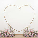 7ft Heavy Duty Gold Metal Heart Shape Photo Backdrop Stand, Wedding Arch Floral Balloon Frame with Sturdy Rectangular Base - Bell Racket Store