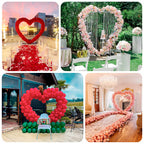 7ft Heavy Duty Gold Metal Heart Shape Photo Backdrop Stand, Wedding Arch Floral Balloon Frame with Sturdy Rectangular Base - Bell Racket Store