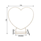7ft Heavy Duty Gold Metal Heart Shape Photo Backdrop Stand, Wedding Arch Floral Balloon Frame with Sturdy Rectangular Base - Bell Racket Store