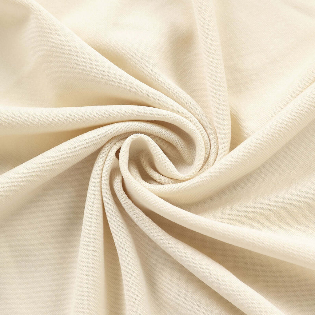 7ft Matte Beige Spandex Fitted Chiara Backdrop Stand Cover For Round Top Wedding Arch - Bell Racket Store