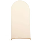 7ft Matte Beige Spandex Fitted Chiara Backdrop Stand Cover For Round Top Wedding Arch - Bell Racket Store