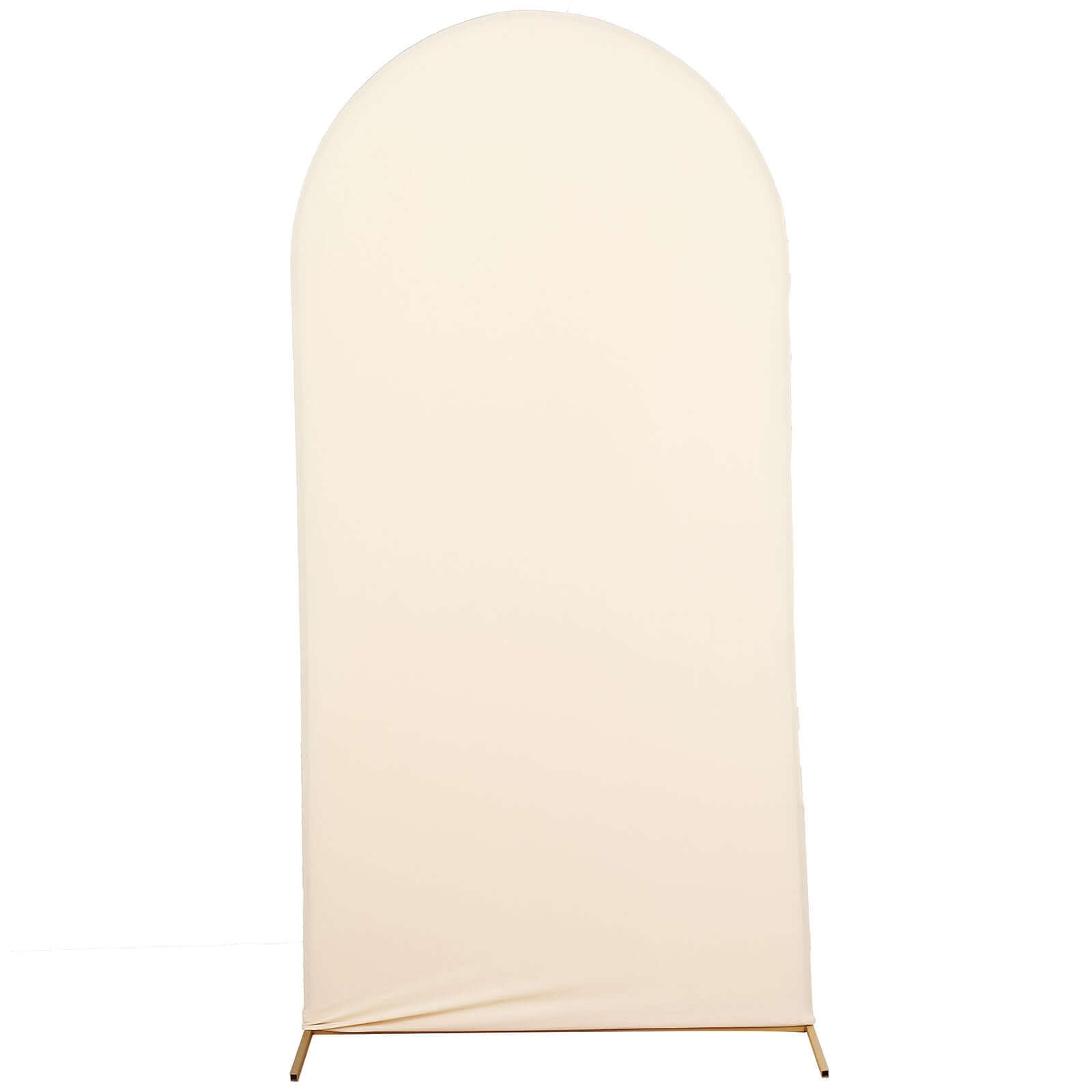 7ft Matte Beige Spandex Fitted Chiara Backdrop Stand Cover For Round Top Wedding Arch - Bell Racket Store