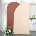 7ft Matte Beige Spandex Half Moon Chiara Backdrop Stand Cover, Custom Fitted Wedding Arch Cover