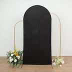 7ft Matte Black Spandex Fitted Chiara Backdrop Stand Cover For Round Top Wedding Arch - Bell Racket Store