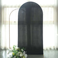 7ft Matte Black Spandex Fitted Chiara Backdrop Stand Cover For Round Top Wedding Arch - Bell Racket Store