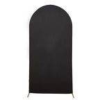 7ft Matte Black Spandex Fitted Chiara Backdrop Stand Cover For Round Top Wedding Arch - Bell Racket Store