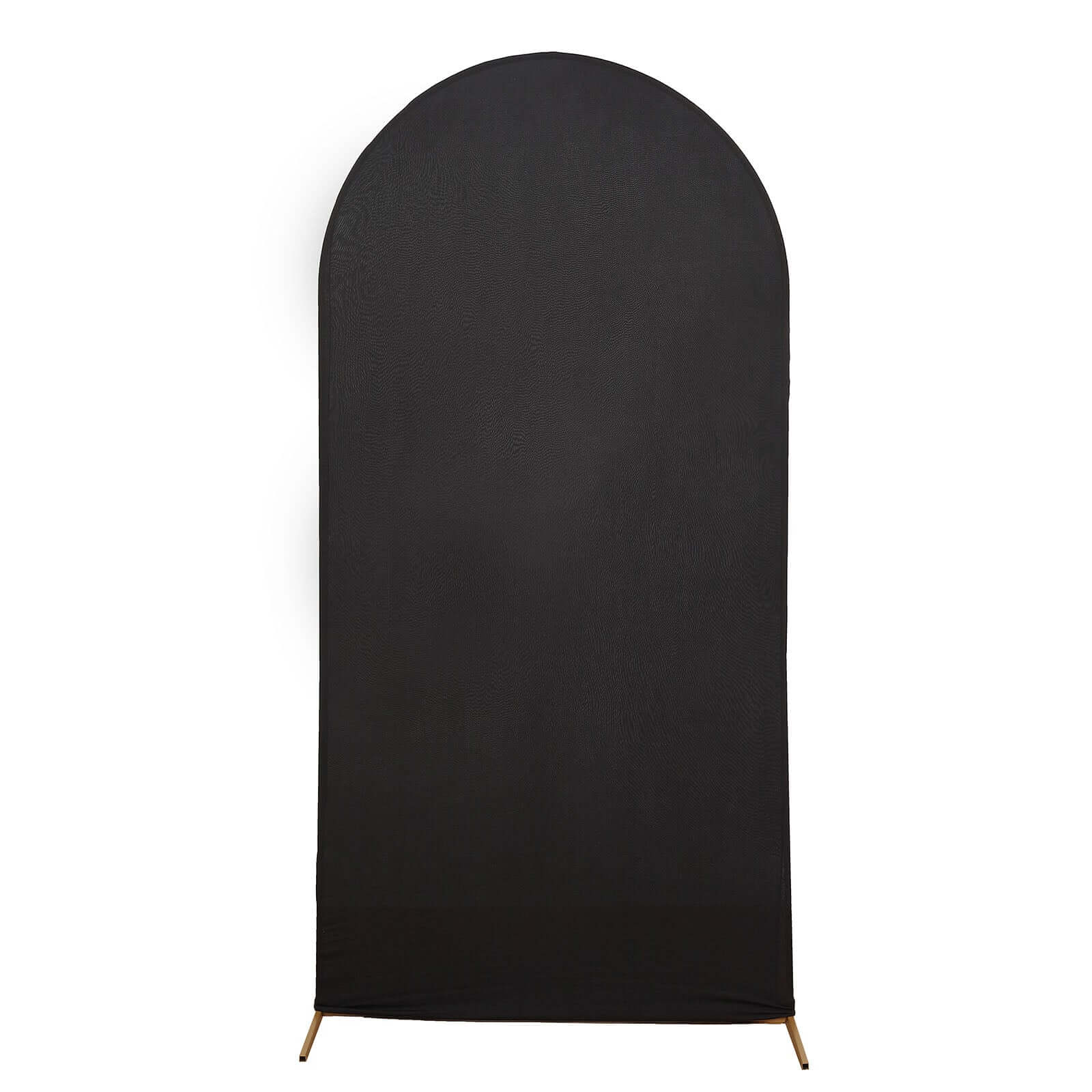 7ft Matte Black Spandex Fitted Chiara Backdrop Stand Cover For Round Top Wedding Arch - Bell Racket Store