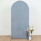 7ft Matte Dusty Blue Spandex Fitted Chiara Backdrop Stand Cover For Round Top Wedding Arch - Bell Racket Store