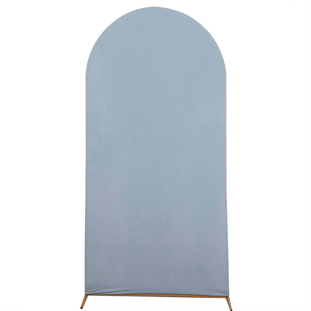 7ft Matte Dusty Blue Spandex Fitted Chiara Backdrop Stand Cover For Round Top Wedding Arch - Bell Racket Store