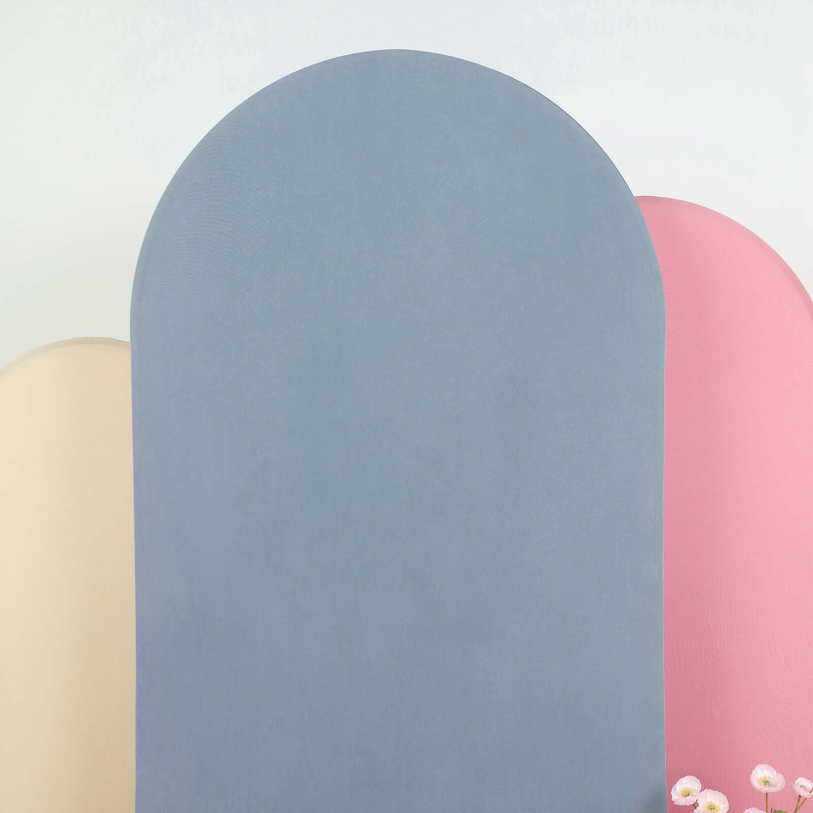 7ft Matte Dusty Blue Spandex Fitted Chiara Backdrop Stand Cover For Round Top Wedding Arch - Bell Racket Store