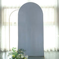 7ft Matte Dusty Blue Spandex Fitted Chiara Backdrop Stand Cover For Round Top Wedding Arch - Bell Racket Store