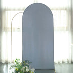 7ft Matte Dusty Blue Spandex Fitted Chiara Backdrop Stand Cover For Round Top Wedding Arch - Bell Racket Store