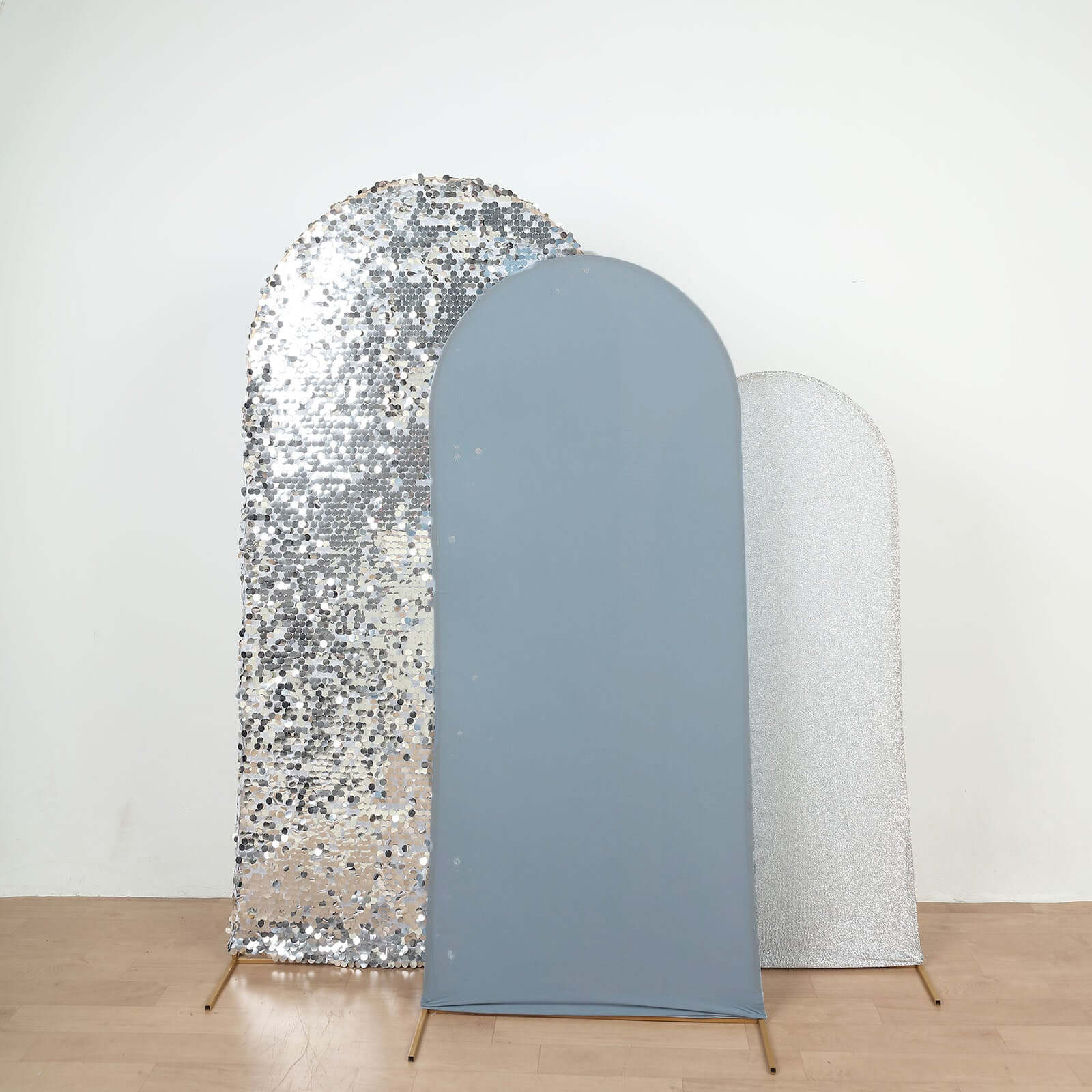 7ft Matte Dusty Blue Spandex Fitted Chiara Backdrop Stand Cover For Round Top Wedding Arch - Bell Racket Store