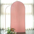 7ft Matte Dusty Rose Spandex Fitted Chiara Backdrop Stand Cover For Round Top Wedding Arch - Bell Racket Store