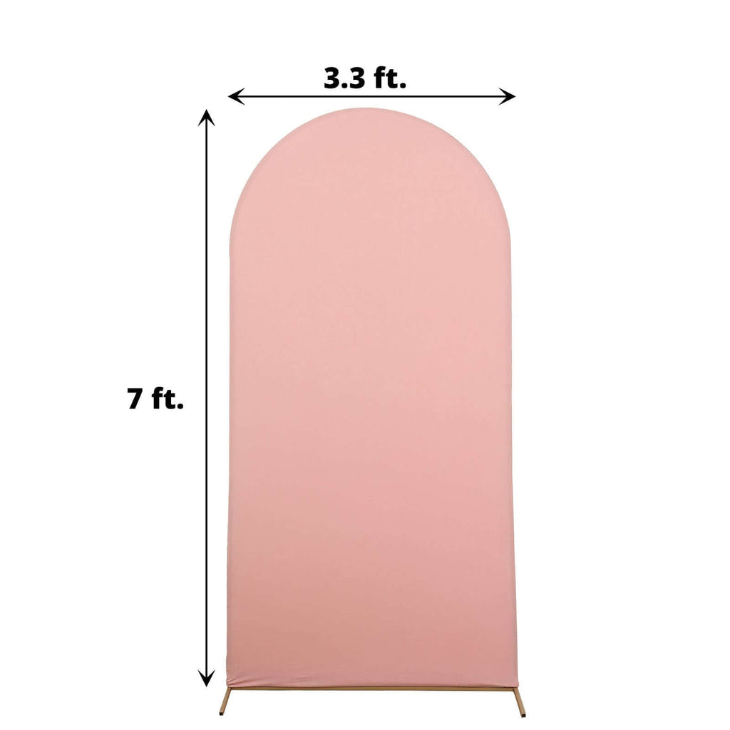 7ft Matte Dusty Rose Spandex Fitted Chiara Backdrop Stand Cover For Round Top Wedding Arch - Bell Racket Store