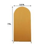 7ft Matte Gold Spandex Fitted Chiara Backdrop Stand Cover For Round Top Wedding Arch - Bell Racket Store