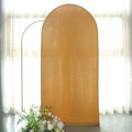 7ft Matte Gold Spandex Fitted Chiara Backdrop Stand Cover For Round Top Wedding Arch - Bell Racket Store