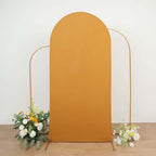 7ft Matte Gold Spandex Fitted Chiara Backdrop Stand Cover For Round Top Wedding Arch - Bell Racket Store