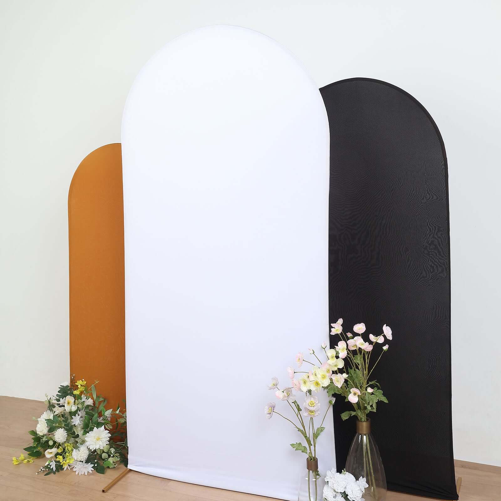7ft Matte White Spandex Fitted Chiara Backdrop Stand Cover For Round Top Wedding Arch - Bell Racket Store