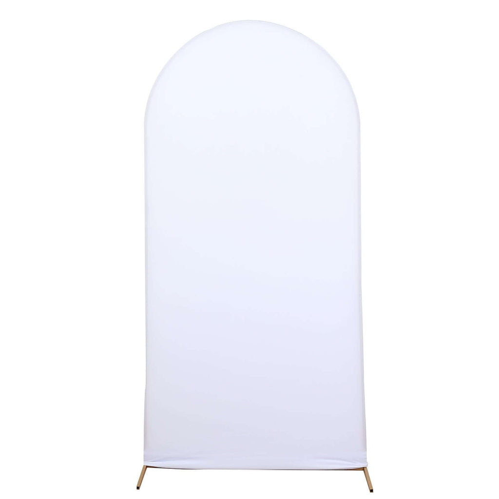 7ft Matte White Spandex Fitted Chiara Backdrop Stand Cover For Round Top Wedding Arch - Bell Racket Store